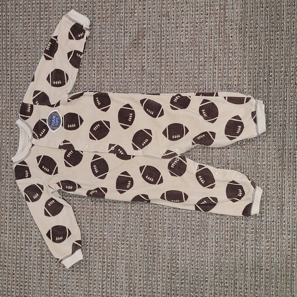Carter’s size 24 months button up fleece winter pajamas football graphic - Picture 1 of 5